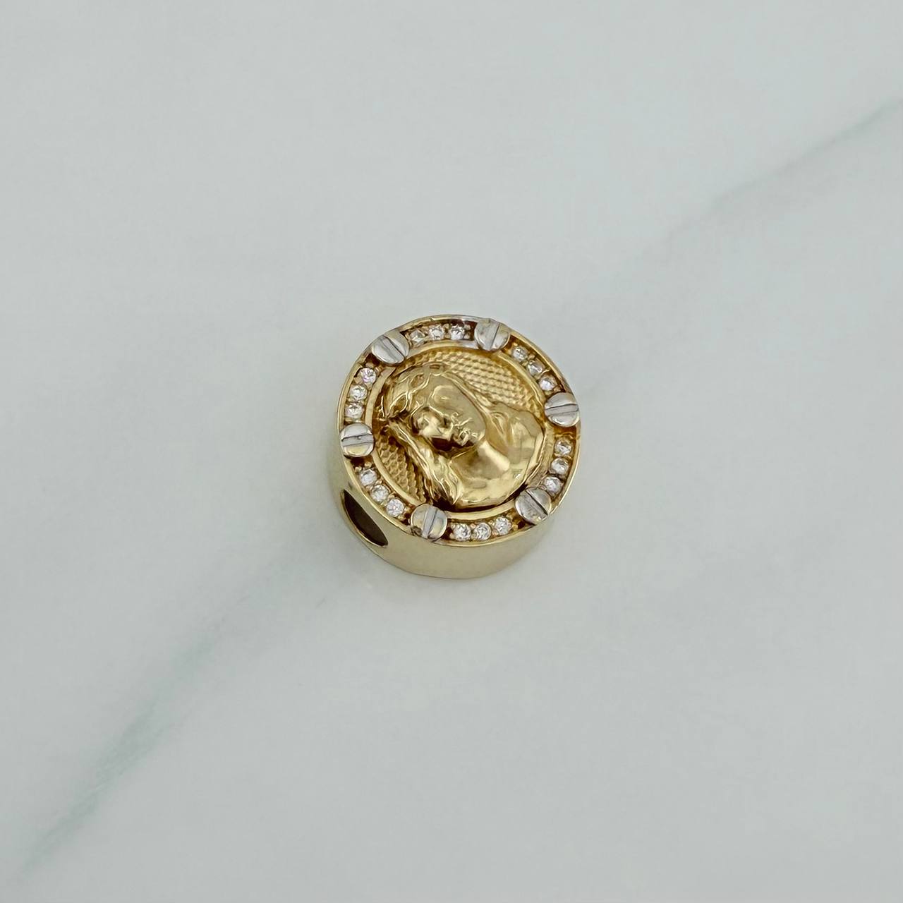 Herraje Tornillo Cristo 4.05gr / 1.5cm / Dos Oros Amarillo Blanco 18K %