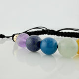 Pulsera Tejida Negra 7 Chakras Oro Amarillo 18K