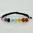 Pulsera Tejida Negra 7 Chakras Oro Amarillo 18K