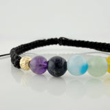 Pulsera Tejida Negra 7 Chakras Oro Amarillo 18K