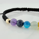 Pulsera Tejida Negra 7 Chakras Oro Amarillo 18K