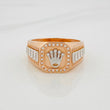 Anillo Sello Corona 7.6 g / T11 Dos Oros Blanco Rosa 18K