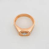 Anillo Sello Corona 7.6 g / T11 Dos Oros Blanco Rosa 18K