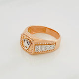 Anillo Sello Corona 7.6 g / T11 Dos Oros Blanco Rosa 18K