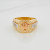Anillo Sello Corona 7.75 g / T10 1/2 Tres Oros 18K