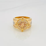 Anillo Brújula Estrella Cardinal 11.2 g / T8 3/4 Tres Oros 18K