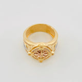 Anillo Brújula Estrella Cardinal 11.2 g / T8 3/4 Tres Oros 18K