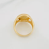 Anillo Sello Corona 8.7 g / T10 Dos Oros Amarillo Blanco 18K