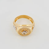 Anillo Sello Corona 8.7 g / T10 Dos Oros Amarillo Blanco 18K