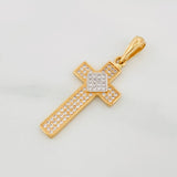Dije Cruz 3.05 g / 3.05 cm Dos Oros Amarillo Blanco 18K