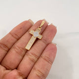 Dije Cruz 3.05 g / 3.05 cm Dos Oros Amarillo Blanco 18K