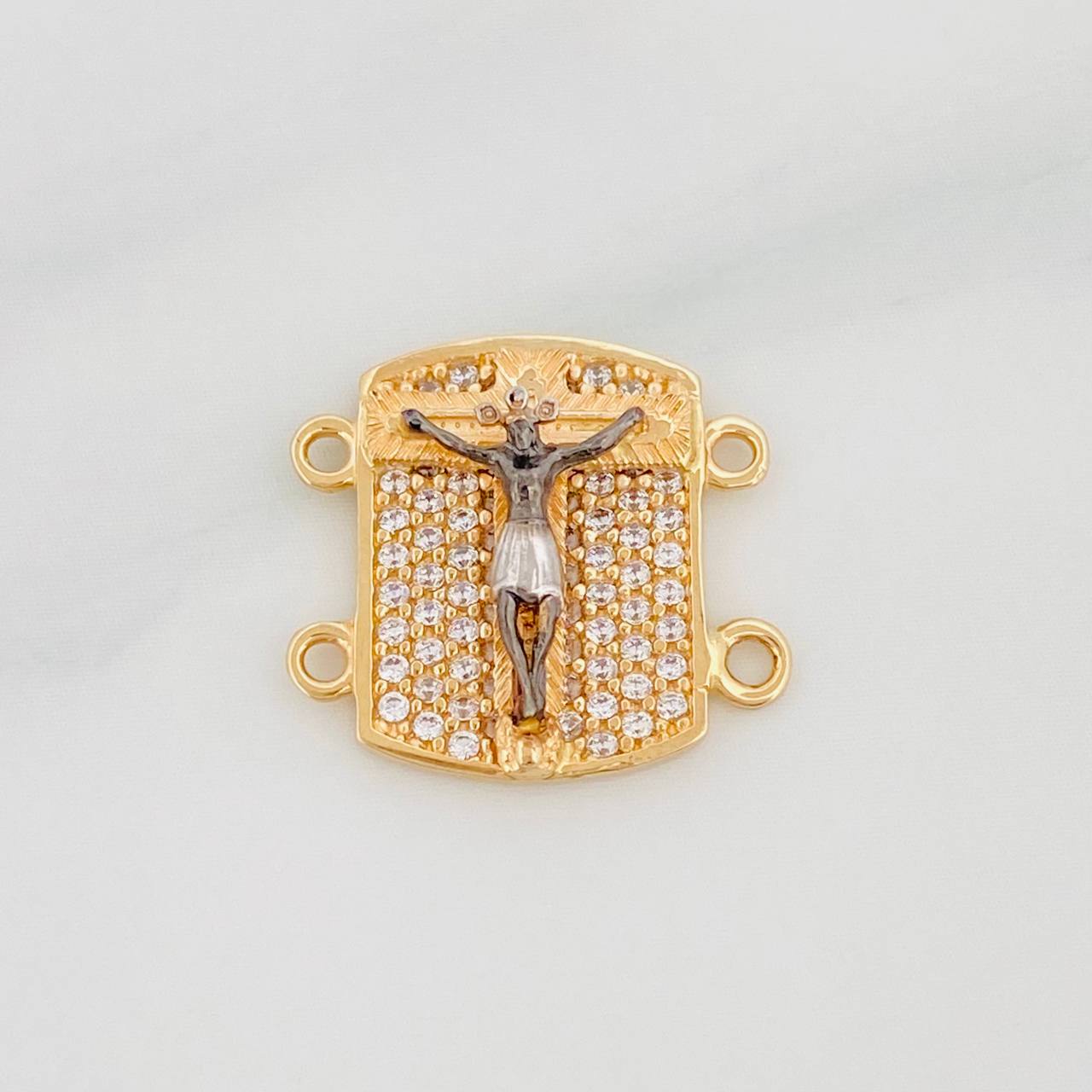 Herraje Placa Cruz Cristo 2.65 g / 1.05 cm Tres Oros 18K