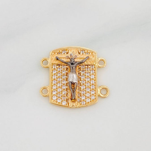 Herraje Placa Cruz Cristo 2.65 g / 1.05 cm Tres Oros 18K