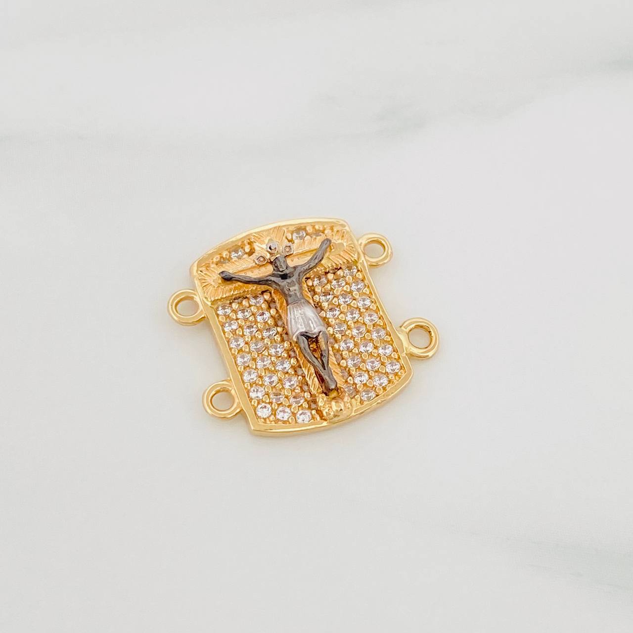 Herraje Placa Cruz Cristo 2.65 g / 1.05 cm Tres Oros 18K