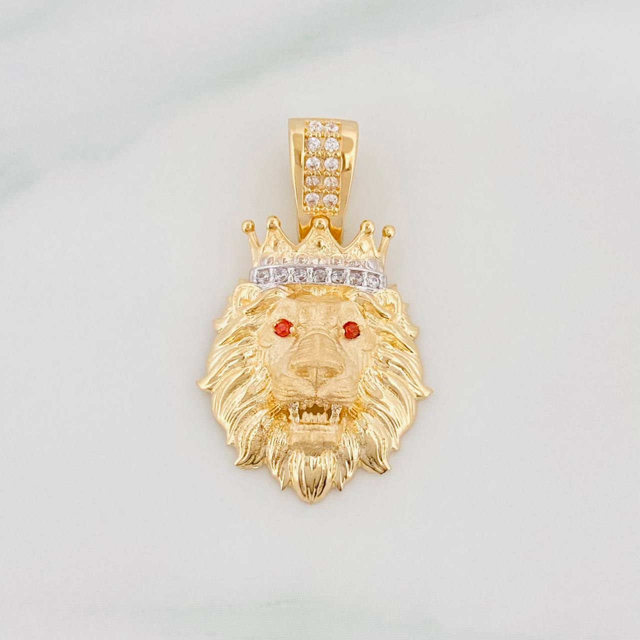 Dije Leon 3.35 g / 2.05 cm Dos Oros Amarillo Blanco 18K