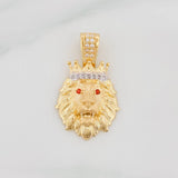 Dije Leon 3.35 g / 2.05 cm Dos Oros Amarillo Blanco 18K