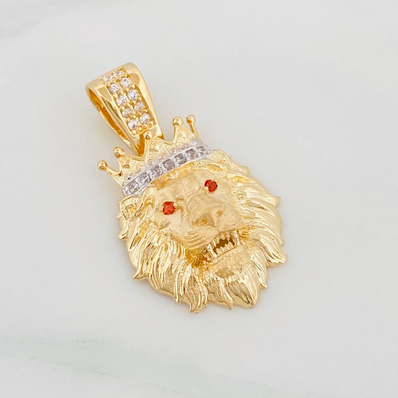 Dije Leon 3.35 g / 2.05 cm Dos Oros Amarillo Blanco 18K