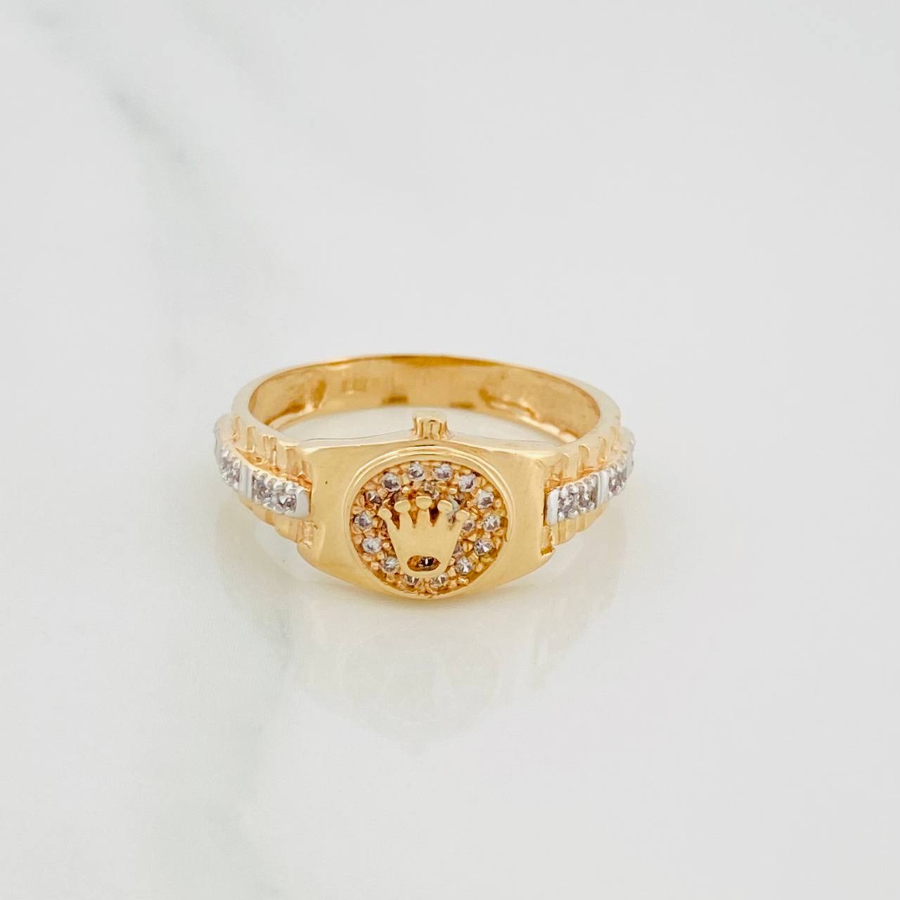 Anillo Corona 3.65 g / T6 1/2 Dos Oros Amarillo Blanco 18K