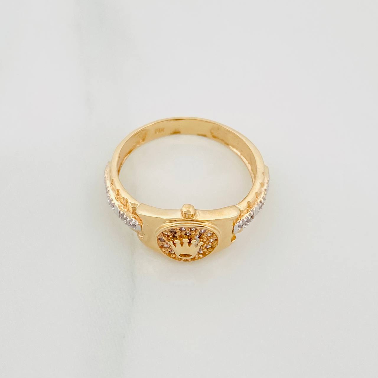 Anillo Corona 3.65 g / T6 1/2 Dos Oros Amarillo Blanco 18K