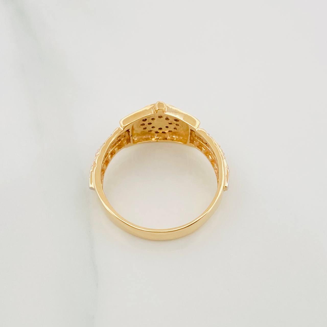 Anillo Corona 3.55 g / T7 1/2 Dos Oros Amarillo Blanco 18K