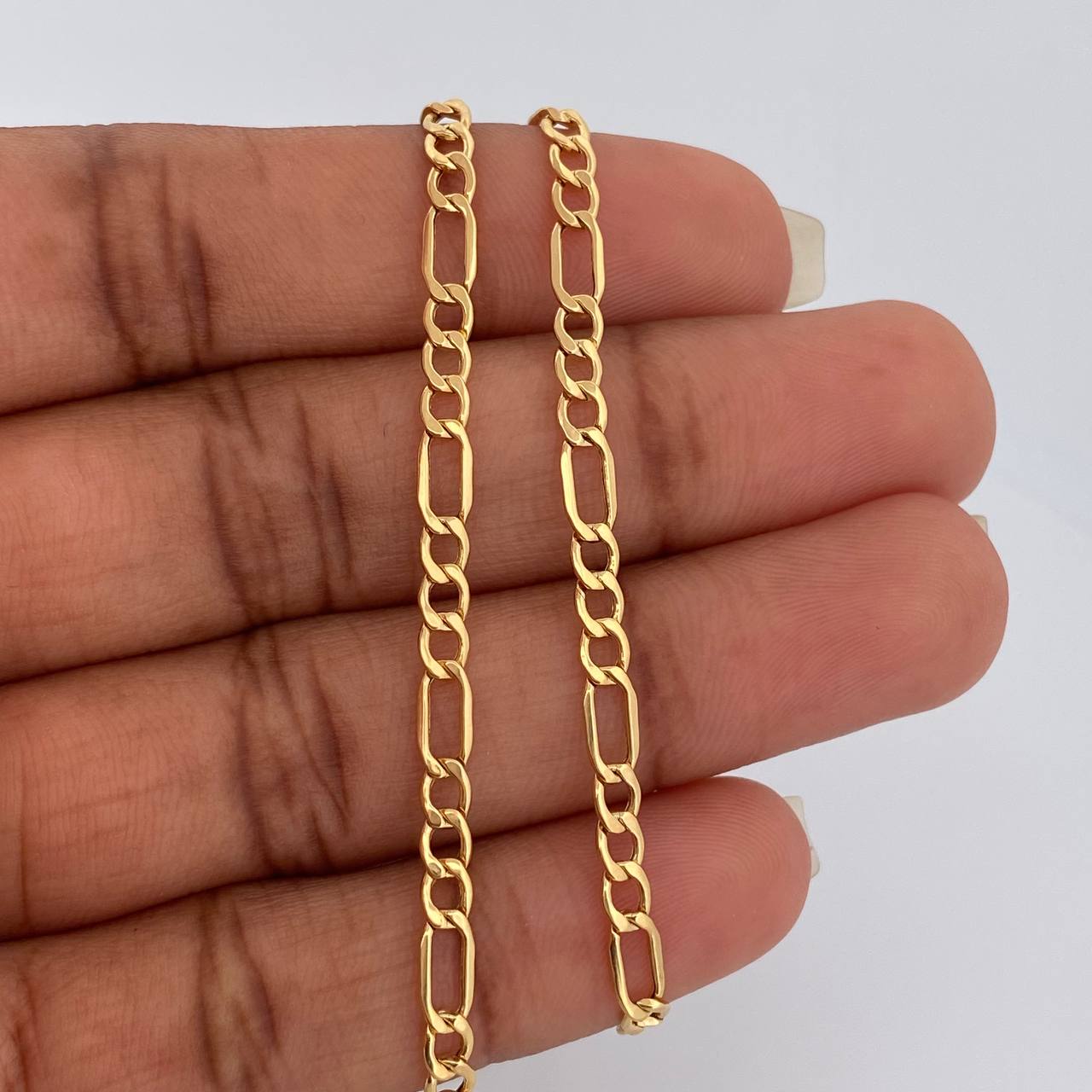 Cadena Figaro 5.5gr / 60.6cm / 3.38mm Oro Amarillo +1 18K &