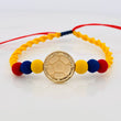 Pulsera Tejida Tricolor Herraje Balon Oro Amarillo 18K