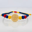 Pulsera Tejida Tricolor Herraje Balon Oro Amarillo 18K