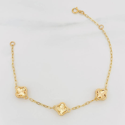 Pulso Aro Seguido Trebol 3.65 g / 17.5 cm / 1 mm Oro Amarillo 18K