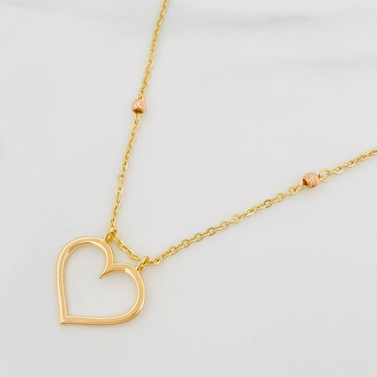 Cadena Aro Seguido Corazon 4.1 g / 46.5 cm / 2.6 mm Tres Oros 18K