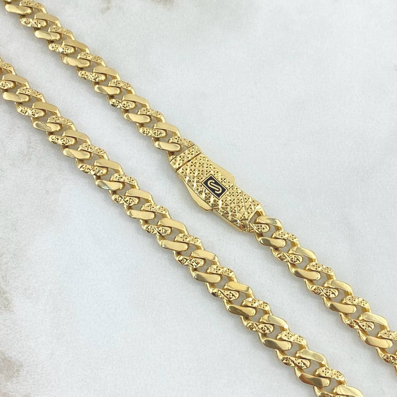 Cadena Cubana Infinita 24.25gr / 60cm / 6.2mm Diamantado Parcial Oro Amarillo +2 18K ©