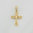 Dije Cruz Trébol Diamantado 1.2g / 2.4cm Oro Amarillo 18K