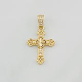 Dije Cruz Trébol Diamantado 1.2g / 2.4cm Oro Amarillo 18K
