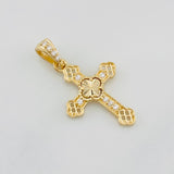 Dije Cruz Trébol Diamantado 1.2g / 2.4cm Oro Amarillo 18K
