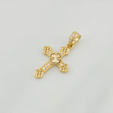 Dije Cruz Trébol Diamantado 1.2g / 2.4cm Oro Amarillo 18K