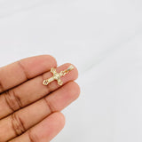 Dije Cruz Trébol Diamantado 1.2g / 2.4cm Oro Amarillo 18K