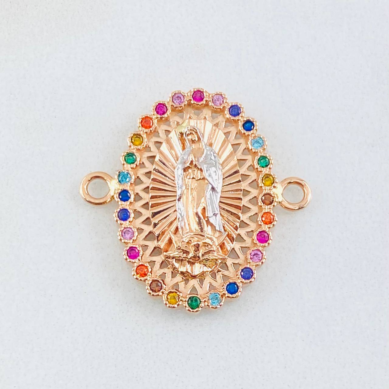 Herraje Herraje Virgen Guadalupe 3.95gr / 2.3cm / Dos Oros Blanco Rosa 18K
