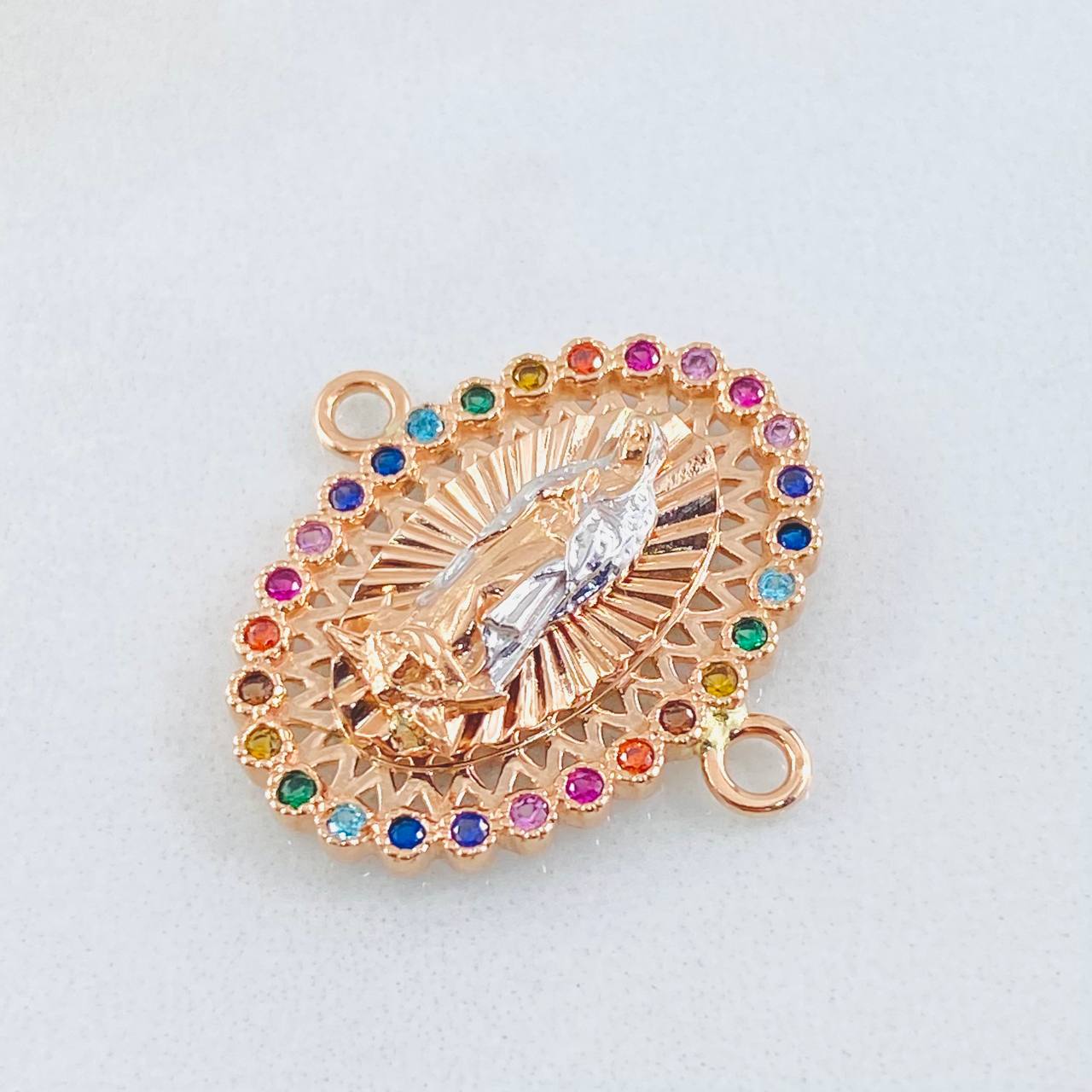 Herraje Herraje Virgen Guadalupe 3.95gr / 2.3cm / Dos Oros Blanco Rosa 18K