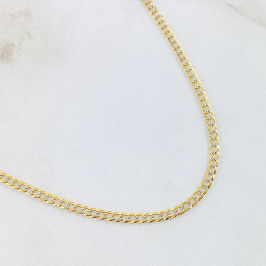 Cadena Cubana 8.25gr / 55cm / Dos Oros Amarillo Blanco +3 18K