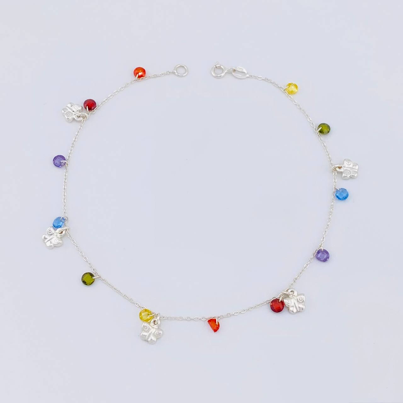 Tobillera Mariposas Colgantes 3.55g / 26cm / 1.2mm Plata 925 (Oferta)