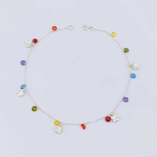 Tobillera Mariposas Colgantes 3.55g / 26cm / 1.2mm Plata 925 (Oferta)