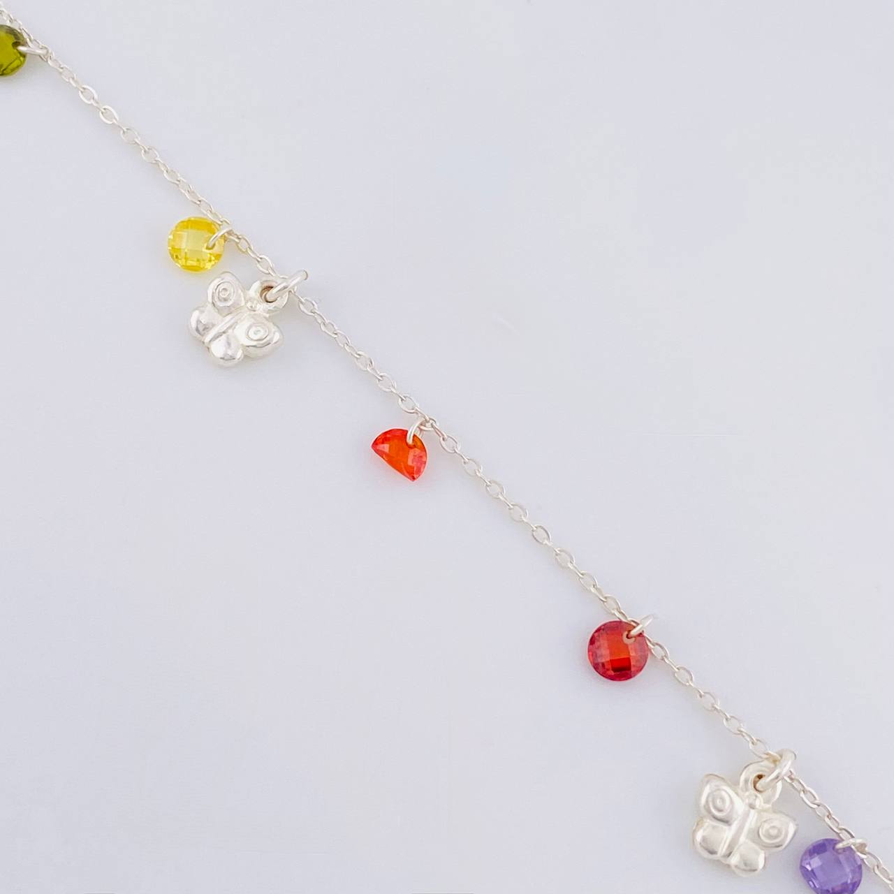 Tobillera Mariposas Colgantes 3.55g / 26cm / 1.2mm Plata 925 (Oferta)