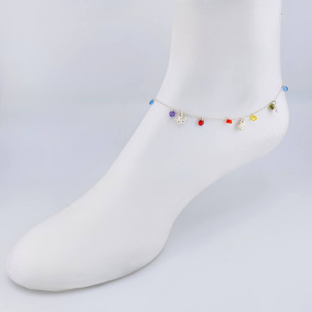 Tobillera Mariposas Colgantes 3.55g / 26cm / 1.2mm Plata 925 (Oferta)