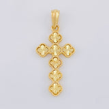 Dije Cruz Trébol Diamantada 2.6g / 3.5cm Oro Amarillo 18K