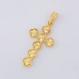 Dije Cruz Trébol Diamantada 2.6g / 3.5cm Oro Amarillo 18K