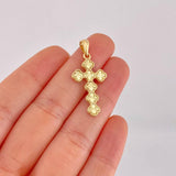 Dije Cruz Trébol Diamantada 2.6g / 3.5cm Oro Amarillo 18K