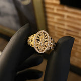 Anillo Virgen de Guadalupe 7.75gr / T10 1/4 / Circones Negros Blancos Oro Amarillo*