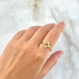 Anillo Estrellas Puntos 2.35gr / T7 1/2 / Circones Blancos Oro Amarillo