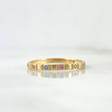 Anillo Cuadros 1.4gr / T8 1/2 / Circones de Colores Oro Amarillo