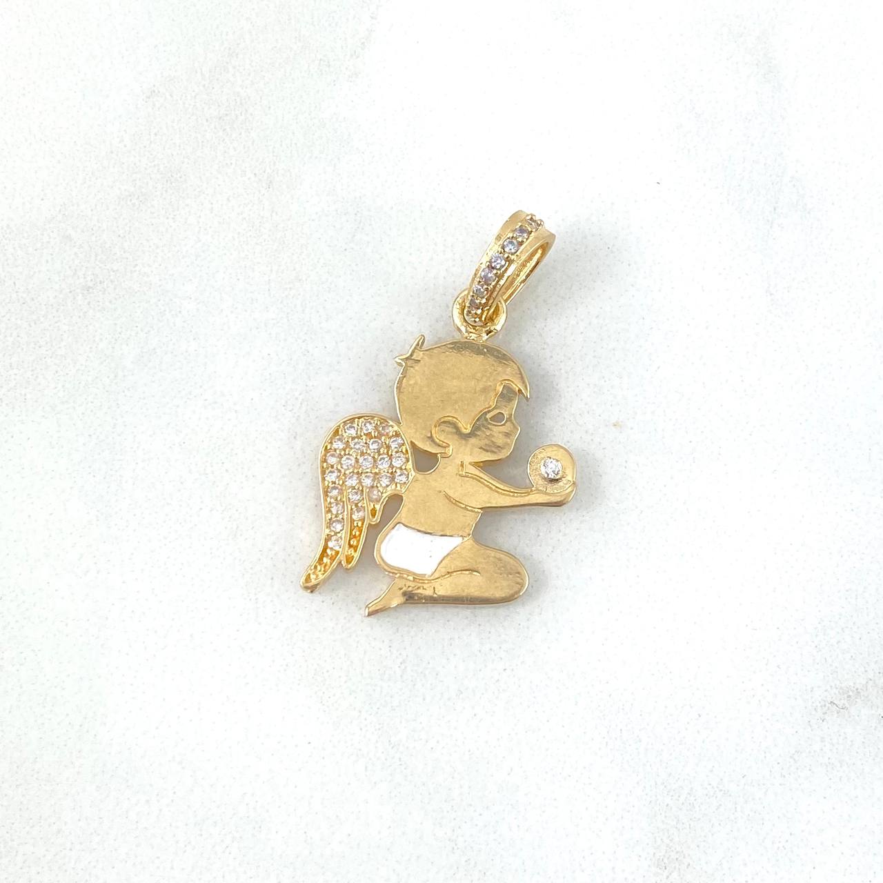 Dije Angel 2.55gr / 2.8cm / Circones Blancos Oro Amarillo
