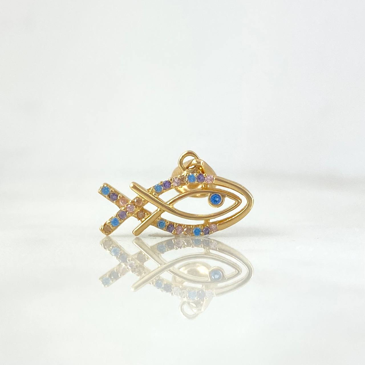 Dije Pez 1.6gr / 1.7cm / Circones de Colores Oro Amarillo